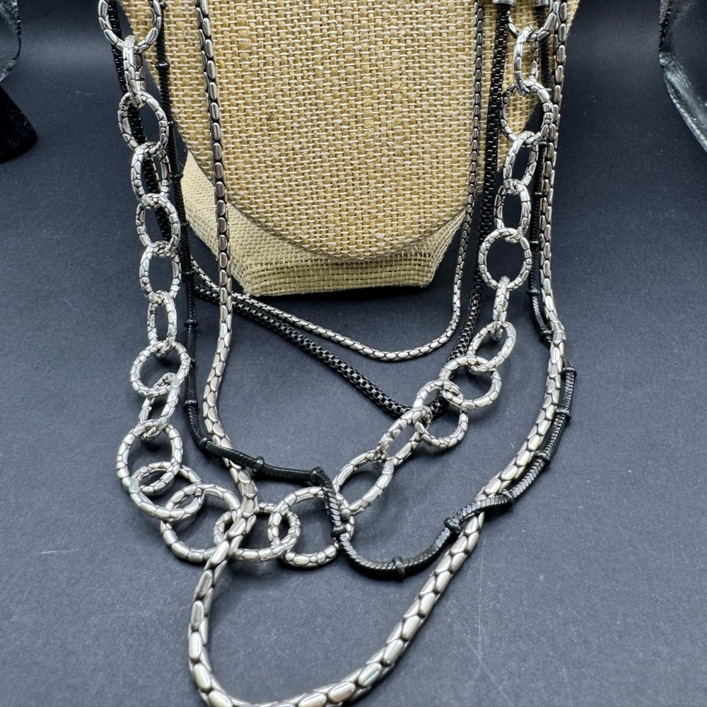 Brighton Silver Plate Necklace Pebble Cascade Multi Strand